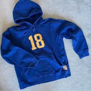 Abercrombie & Fitch Blue Hoodie with Yellow Number 18